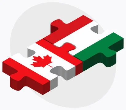 Canada and Hungary Flags Stock Illustration