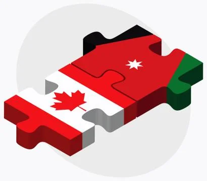 Canada and Jordan Flags Stock Illustration