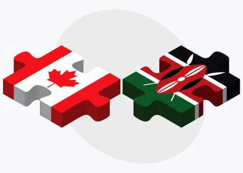 Canada and Kenya Flags in puzzle Stock Illustration