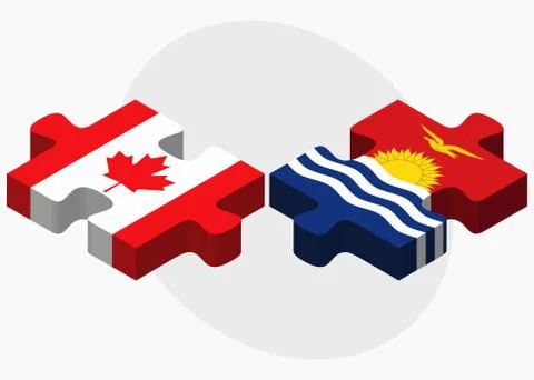 Canada and Kiribati Flags Stock Illustration