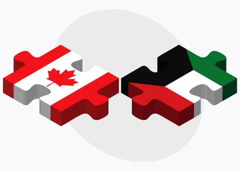 Canada and Kuwait Flags Stock Illustration