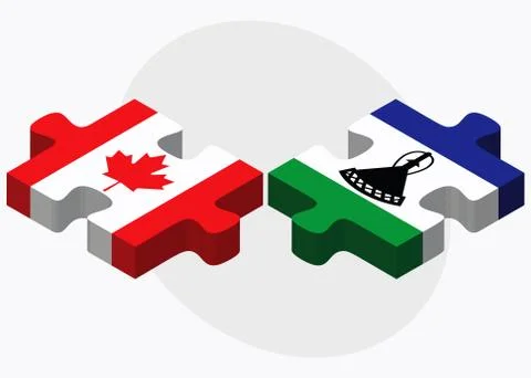 Canada and Lesotho Flags Stock Illustration