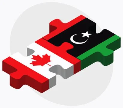 Canada and Libya Flags Illustrazione stock