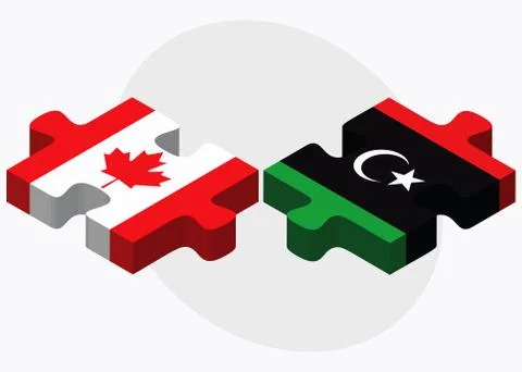 Canada and Libya Flags Stock Illustration