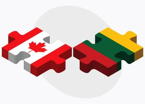 Canada and Lithuania Flags Stock Illustration