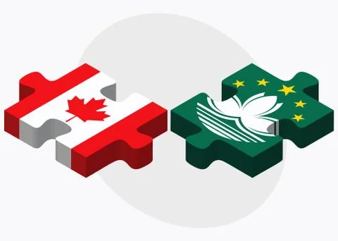 Canada and Macau Flags Stock Illustration