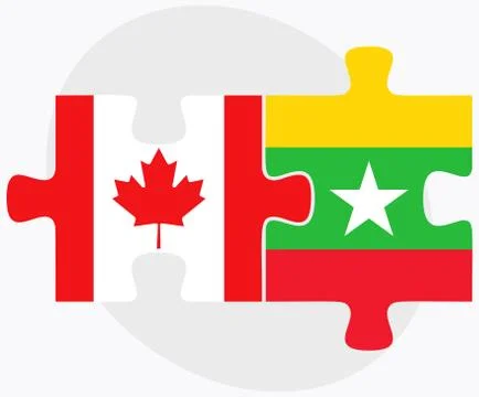 Canada and Myanmar Flags Stock Illustration