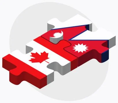 Canada and Nepal Flags Stock Illustration