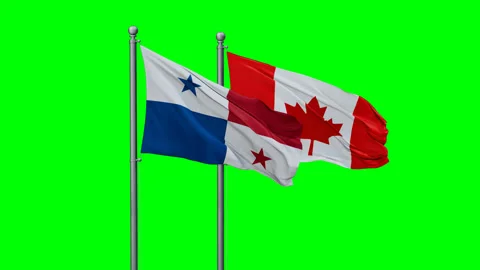 Canada and Panama two flags Stock Footage 292816140