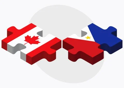 Canada and Philippines Flags Stock Illustration