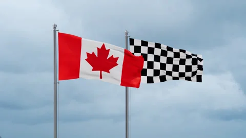Canada and racing checkered flag Stock Footage 252023231