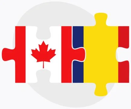 Canada and Romania Flags Stock Illustration