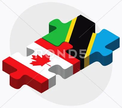 Canada and Tanzania Flags Stock Illustration