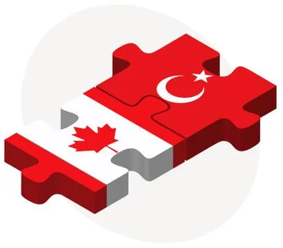 Canada and Turkey Flags in puzzle Stock Illustration