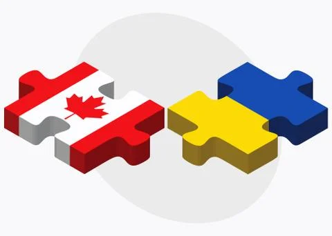 Canada and Ukraine Flags Stock Illustration
