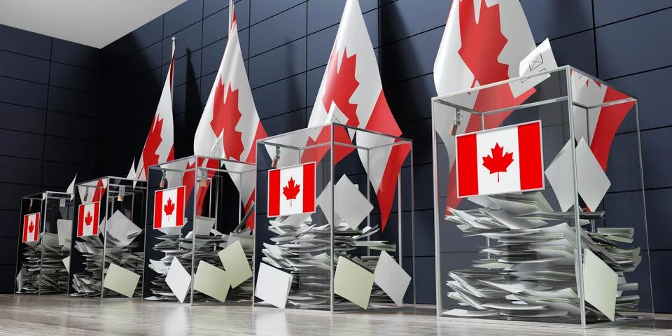 Canada - ballot boxes and flags Illustrazione stock