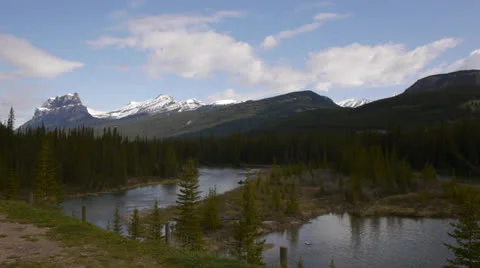 Canada, Banff, Mountain and River View Stock Footage 22690572