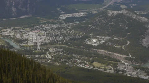 Canada, Banff, Overview of Town MS Stock Footage 22684989