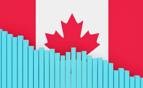  Canada, bar graph down, recession. Canada, sinking bar chart with Canadia... Stock Photos