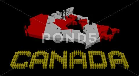 Canada barrel text with map flag illustration Stock Illustration