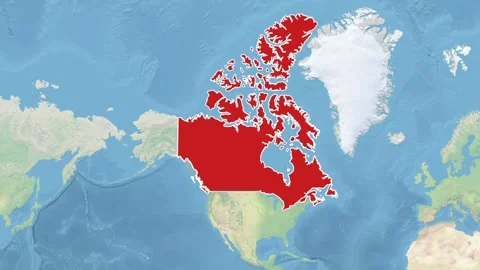 Canada Border Highlighted Zoom Map Animation Geography  4K 库存影片 330383361