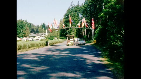Canada - Butchart Gardens - entry gate - 1960s Vídeo Stock 250887927