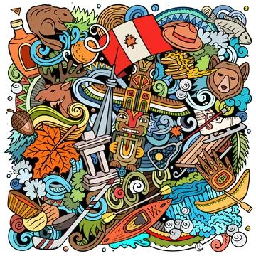 Canada cartoon doodle illustration. Funny Canadian design. Stock Illustration