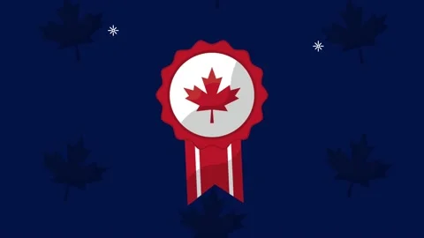 Canada celebration with maple leafs pattern and medal Stock Footage 154809968