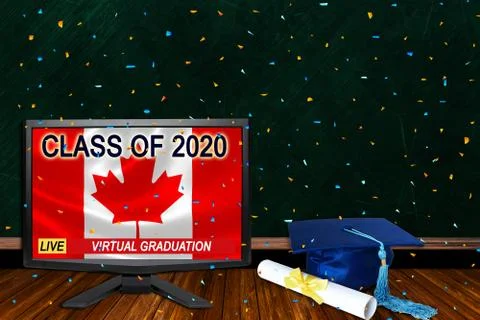 Canada Class of 2020 Virtual Graduation Ceremonies Live Broadcast Due to Covi Stock Illustration