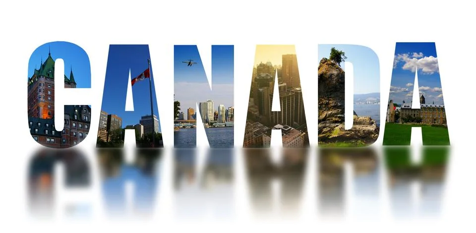 Canada collage reflected on white Stock Photos