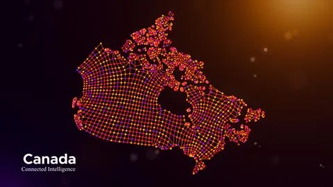 Canada Connected Intelligence Technology Map Visualization Concept Stock Illustration