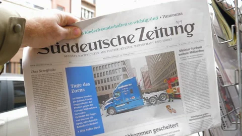 Canada convoy protest newspaper breaking news German press Stock Footage 170765235