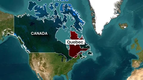 Canada Country Map Animation Showing Highlighted Quebec Region Stockbeeldmateriaal 340631159