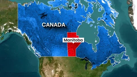 Canada Country Map Animation Showing Highlighted Manitoba Region Stockbeeldmateriaal 340631185