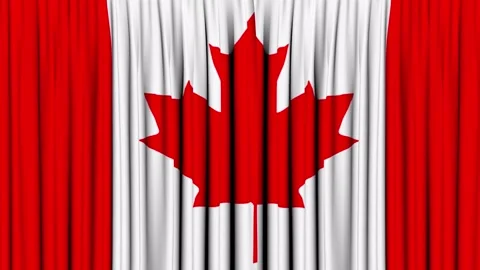 Canada Curtain Open with transparent (alpha) background Stock Footage 252049289