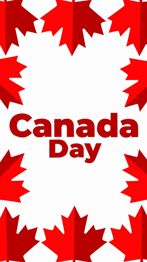 Canada Day Background with Maple Leaf Pattern and Bold Red Typography 動画素材 335938712