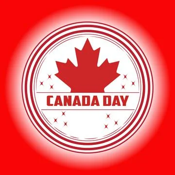 Canada day badge with red maple leaf design Stock Illustration