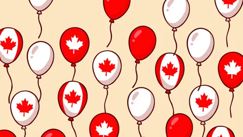 Canada Day Balloons Background Celebration Animation Video stock 336167355