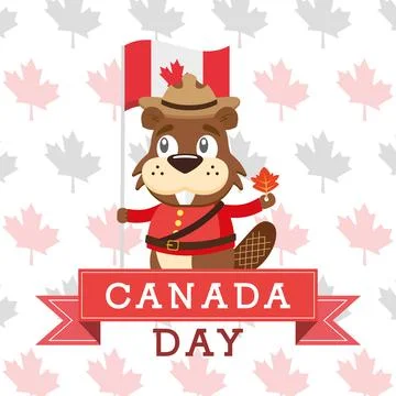 Canada Day beaver celebration. Vector Stock Illustration