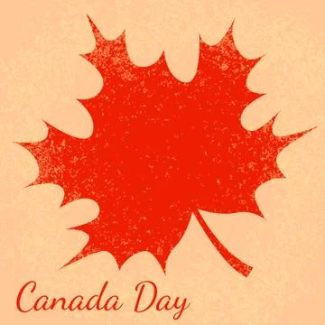 Canada Day. Beige background, red maple leave Stock Illustration