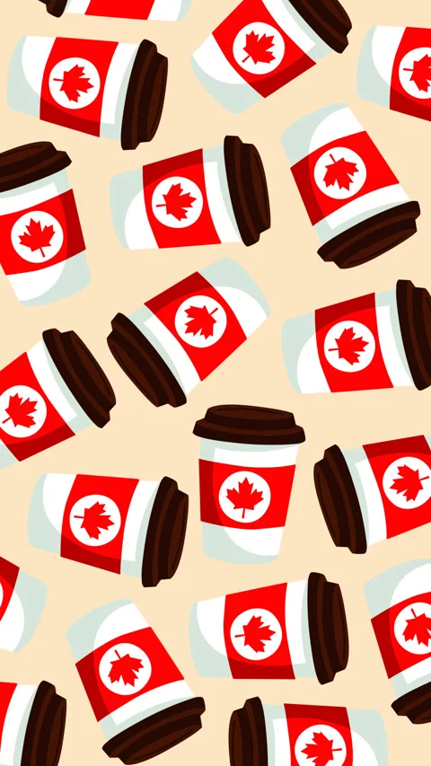 Canada Day Coffee Cups Pattern Celebration Animation Видео 336185695