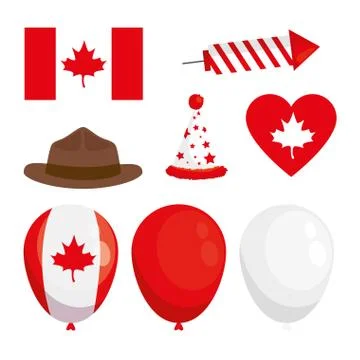 Canada day design elements, vector set Stock Illustration