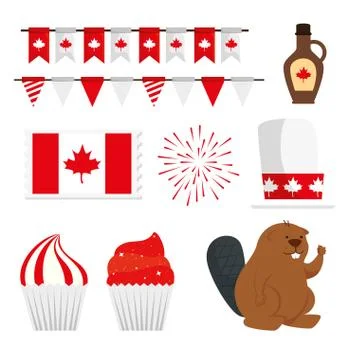 Canada day design elements, vector set Stock Illustration