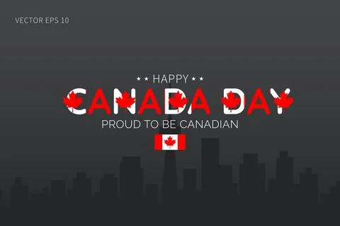 Canada Day Gray Theme with Flags and Pride Message Illustrazione stock