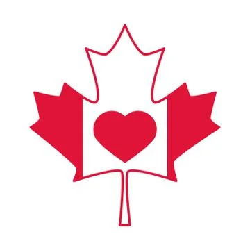 Canada day, maple leaf flag and heart celebration flat style icon イラスト素材