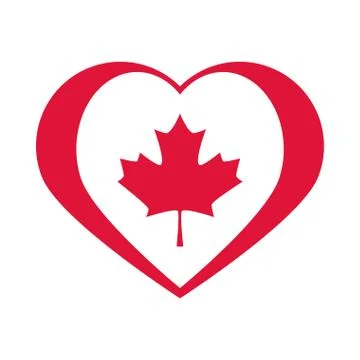 Canada day, maple leaf in heart national celebration flat style icon イラスト素材