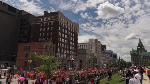 Canada Day Ottawa Protest March Timelapse Stock Footage 156751749