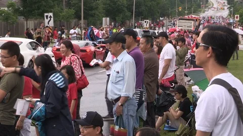 Canada day parade down main street in Markham in the rain Stock Footage 77199970
