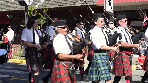 Canada Day Parade Pipers Stock Footage 287260687