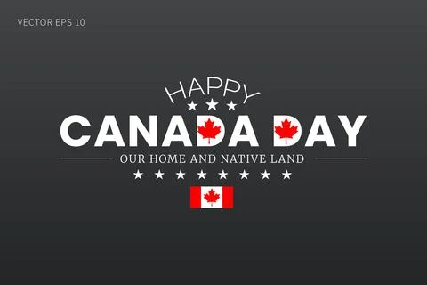 Canada Day Poster with Flags and Stars Stock Illustration